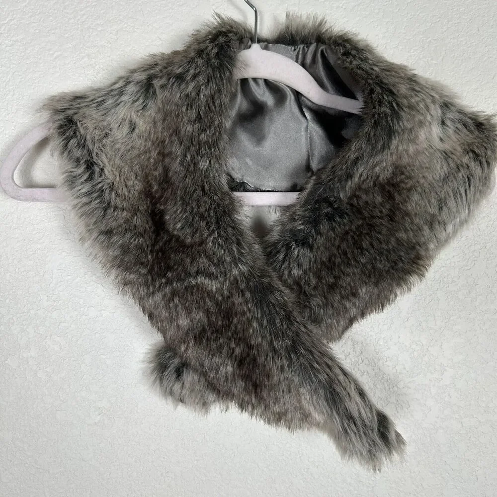 Faux Fur Collar Scarf adjustable Satin Lined Mob Wife Luxury Romantic
